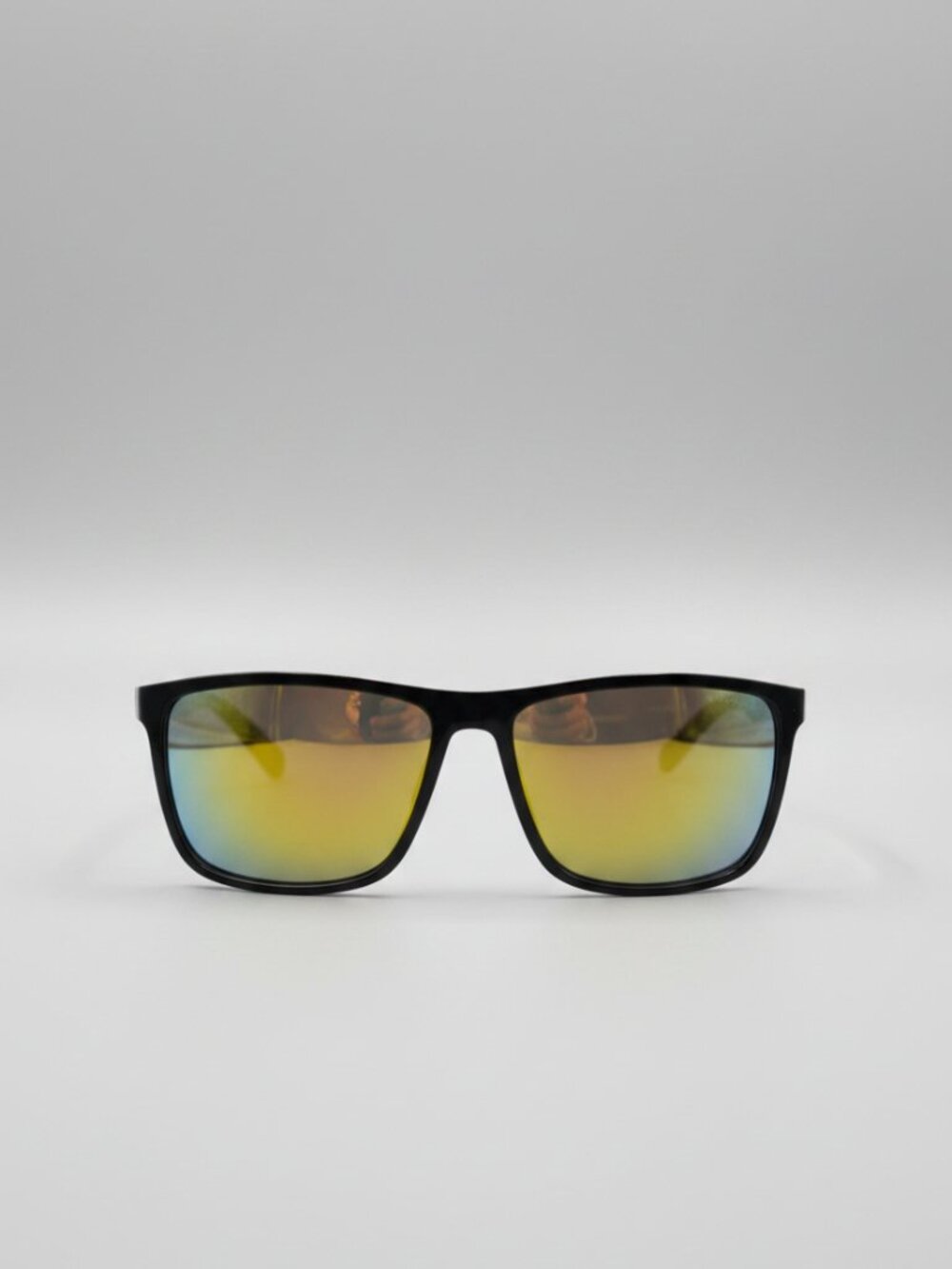 Baxtery Squares Black & Red Sunglasses NWT Gold Reflective UV Protection Shades